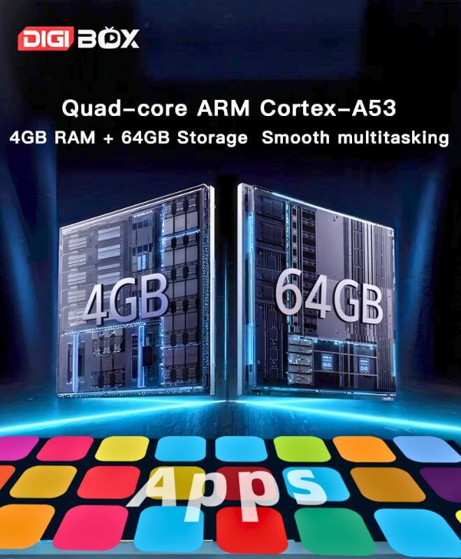 DIGIBOX D6MAXは4GB RAM+64GBストレージ搭載。スムーズな動作を実現。