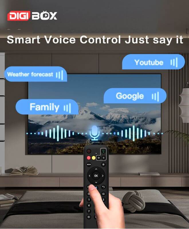 DIGIBOX D6MAXのAI音声コントロール。ハンズフリーで簡単操作。