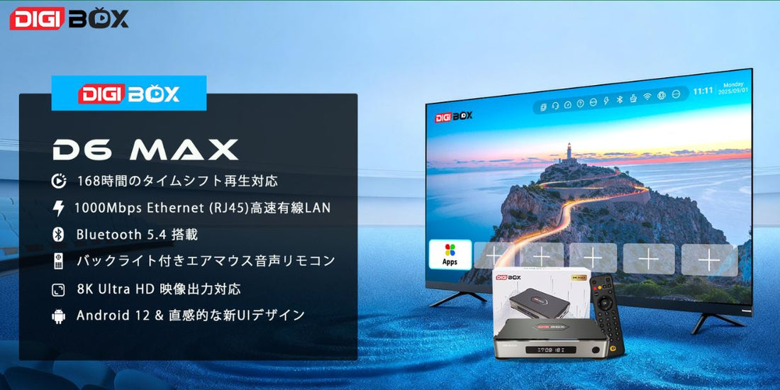DIGIBOX D6 MAX 正面（アルミボディ・リビング設置イメージ）